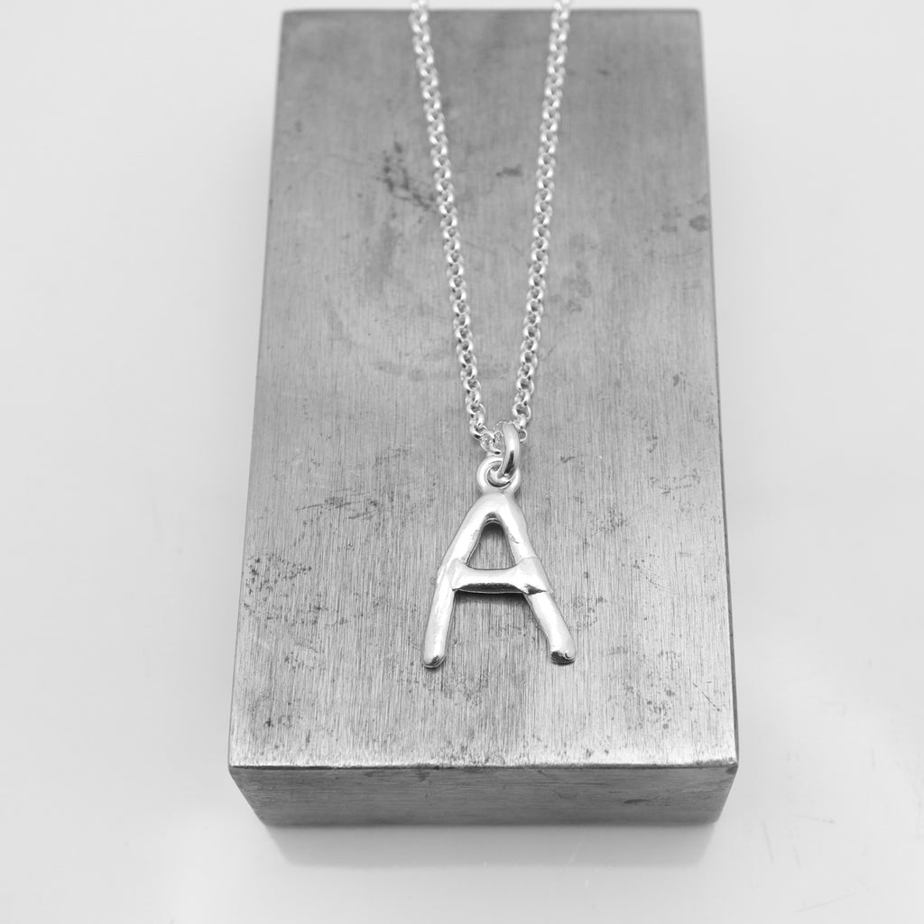 Bold Fine Silver Letter Pendant Necklaces