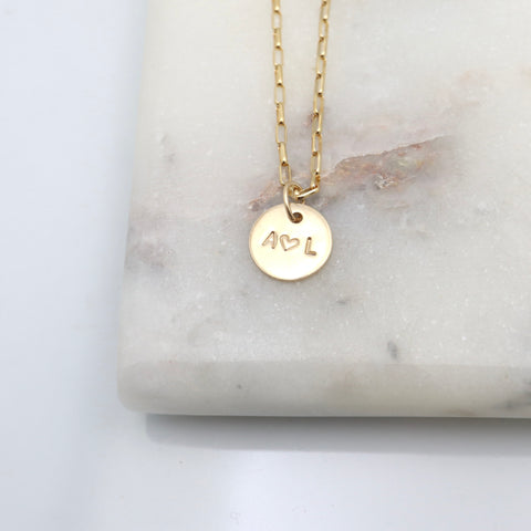 Personalized One Petite Gold Disc Pendant Necklace