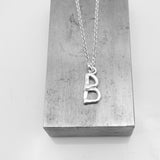 Bold Fine Silver Letter Pendant Necklaces