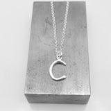 Bold Fine Silver Letter Pendant Necklaces