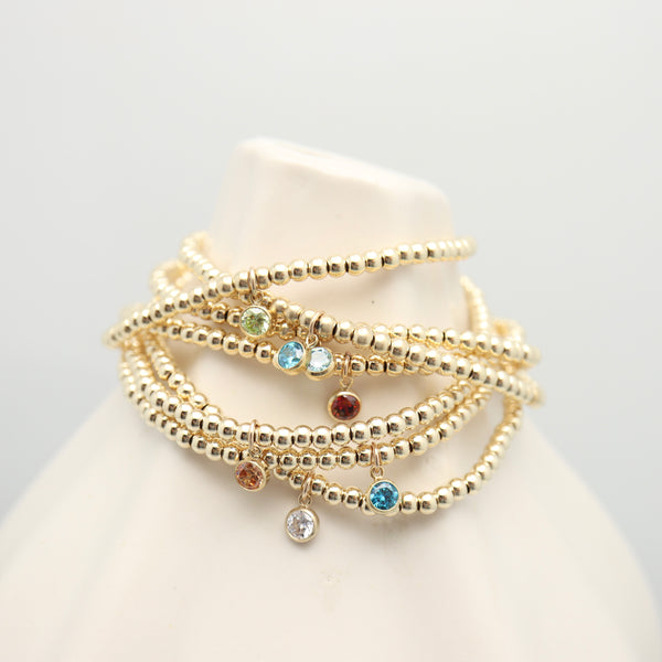 January - Garnet Birthstone GOLD Beaded Bracelets