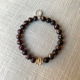 Halo Collection:  Garnet Stone & Gold Halo Twist Charm