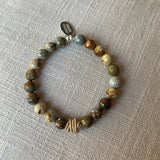 Halo Collection:  Jasper Rocky Butte Stone & Gold Halo Twist Charm