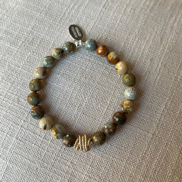 Halo Collection:  Jasper Rocky Butte Stone & Gold Halo Twist Charm