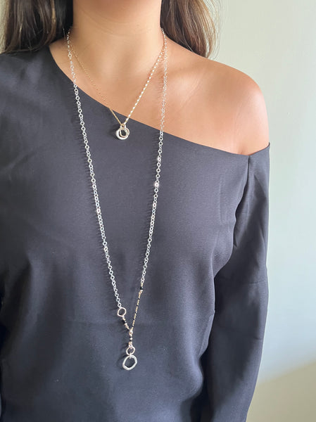 Halo Collection: Mixed Metal Halo Long Necklace