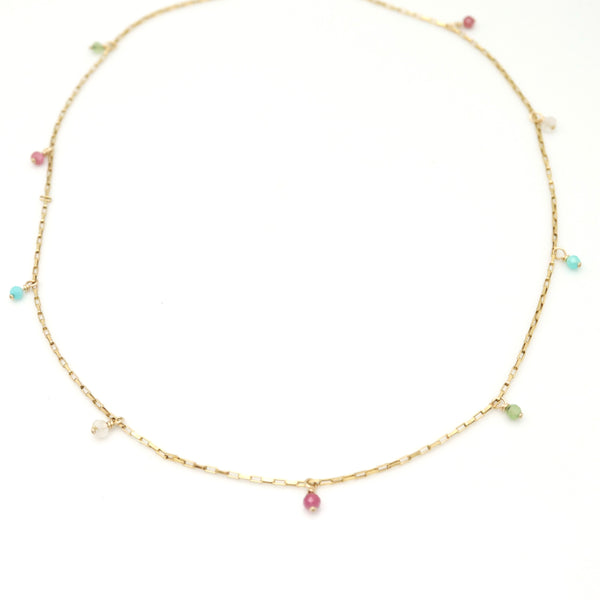 Cascade Gemstone Drop Necklace - Gold