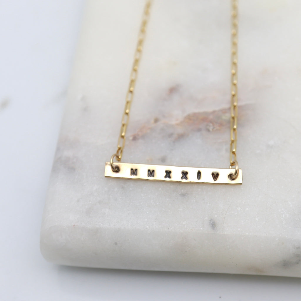 GRAD MMXXIV (2024) Collection:  14 kt gold filled Bar Necklace