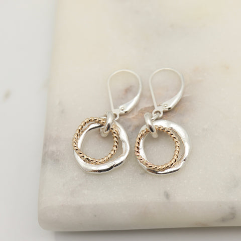 Halo Collection:  Double Halo Silver & Gold Earrings