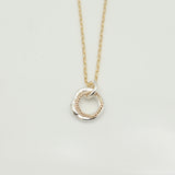 Halo Collection:  Double Halo Silver & Gold Link Pendant Necklace