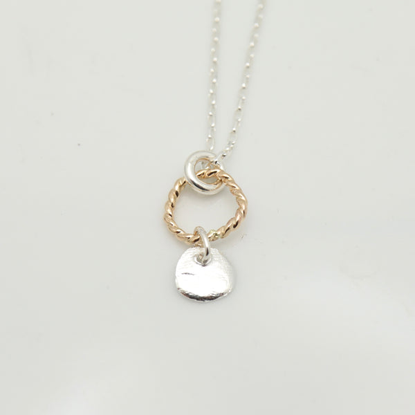 Halo Collection:  Gold Halo & Silver Medallion Necklace