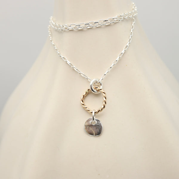 Halo Collection:  Gold Halo & Silver Medallion Necklace