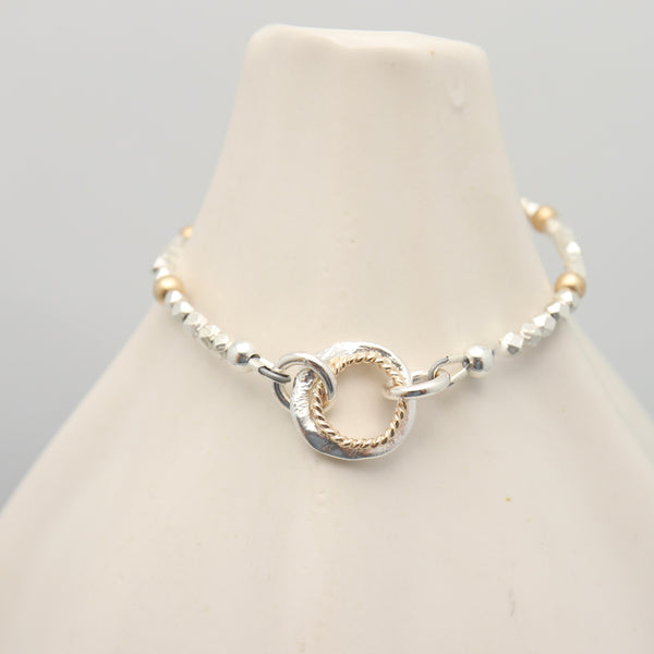 Halo Collection: Double Halo Silver & Gold Bracelet