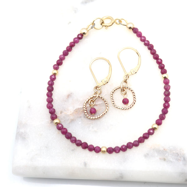 Halo Collection:  Genuine Ruby & Gold Halo Earrings