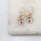 Halo Collection:  Genuine Ruby & Gold Halo Earrings