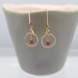 Halo Collection:  Genuine Ruby & Gold Halo Earrings