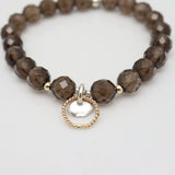 Halo Collection:  Smokey Quartz with Gold Halo & Silver Medallion Pendant