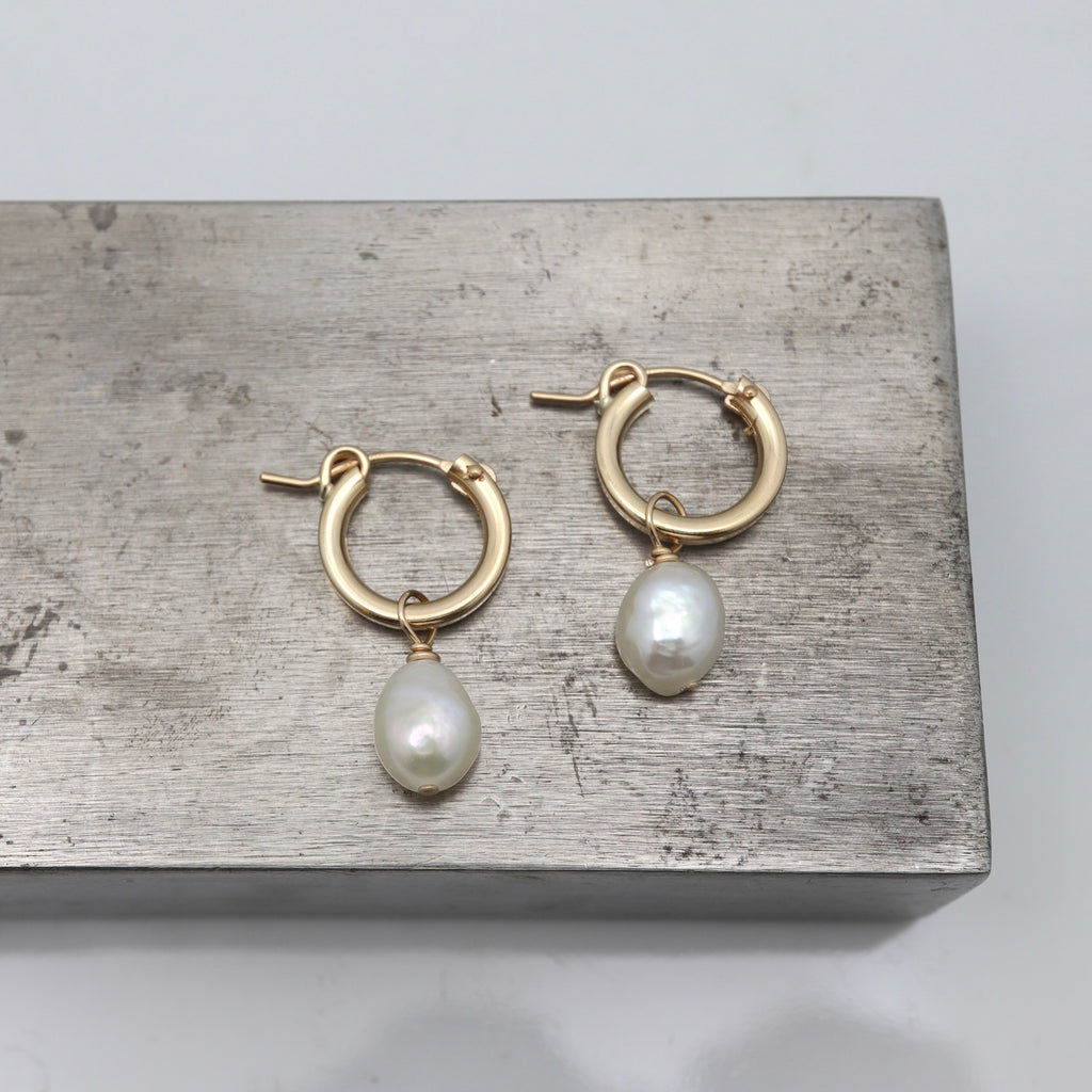 Baroque Pearl & Petite Mod Gold Hoops