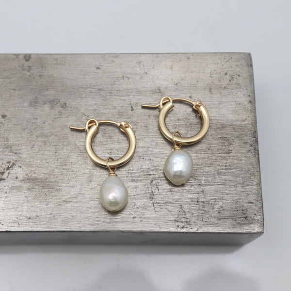 Baroque Pearl & Petite Mod Gold Hoops