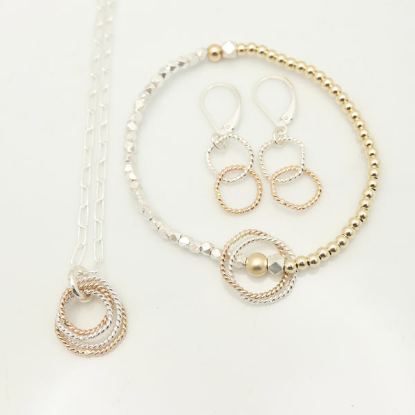 Entwined Collection:  Petite Entwined Gold & Silver Linked Hoops