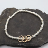 Freeform Fine Silver Bracelet with 3 GOLD Links