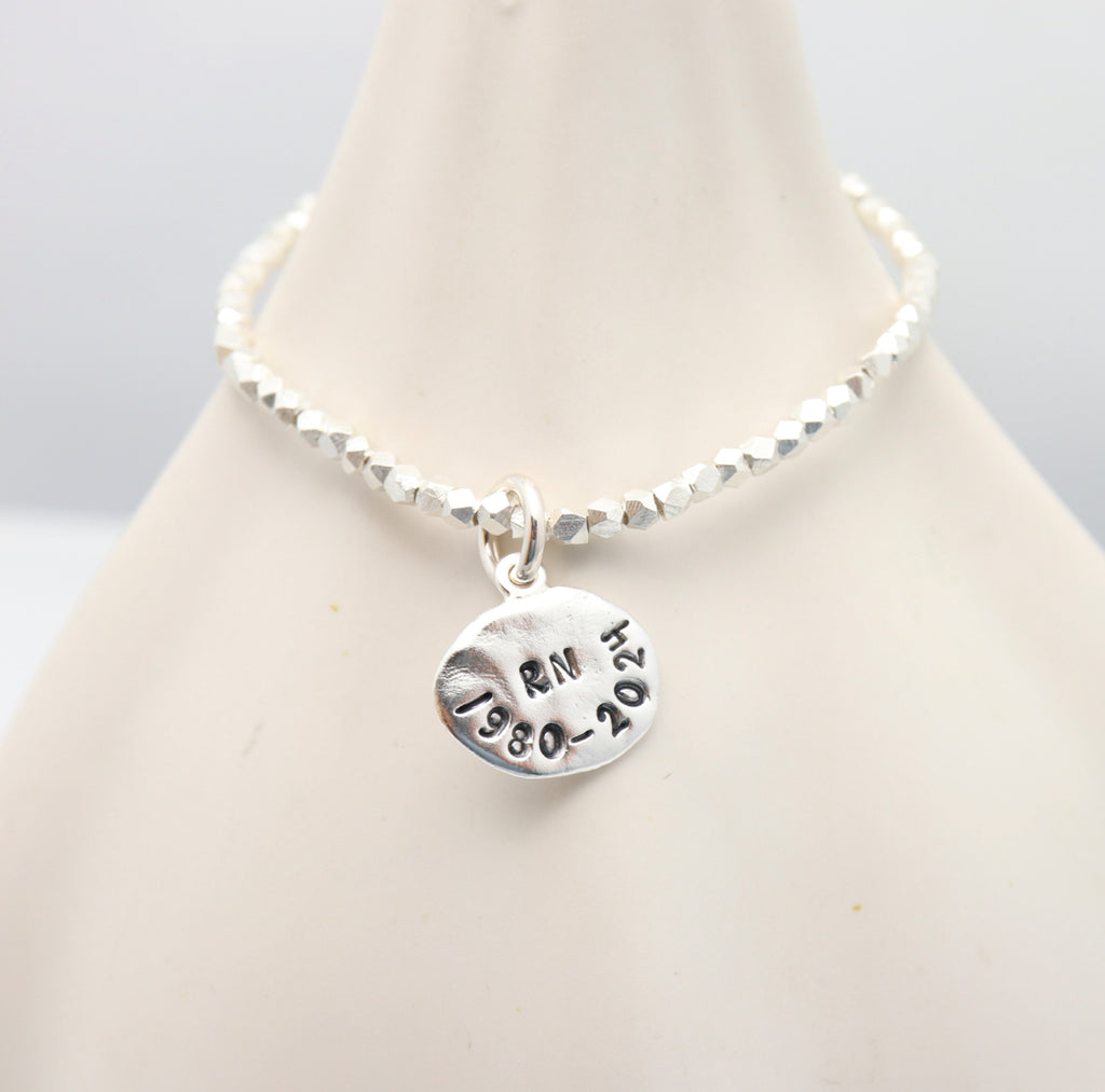 Sculpted Oval Fine Silver Pendant & Fine Silver Beaded Bracelet