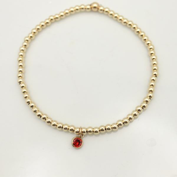 January - Garnet Birthstone GOLD Beaded Bracelets