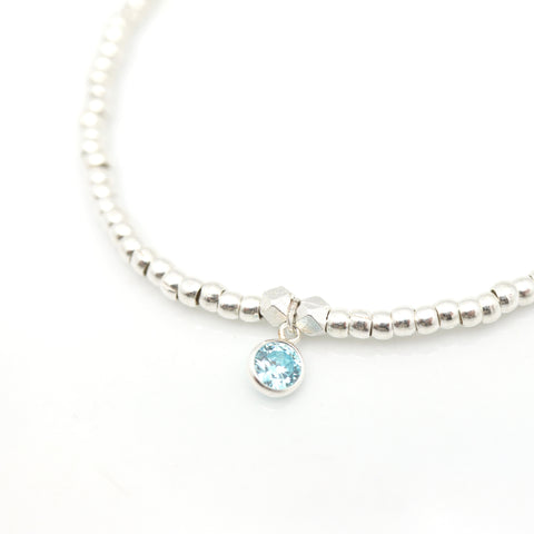 March - Aquamarine Birthstone SILVER Bracelet