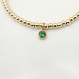 May - Emerald Birthstone GOLD Beaded Bracelet