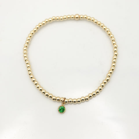 May - Emerald Birthstone GOLD Beaded Bracelet