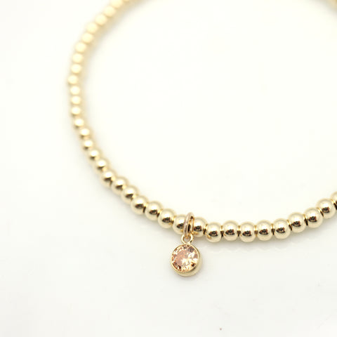 November - Topaz Birthstone Gold Beaded Bracelet