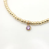 February - Amethyst Birthstone GOLD Beaded Bracelets