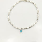 December - Blue Topaz Birthstone SILVER Beaded Bracelet