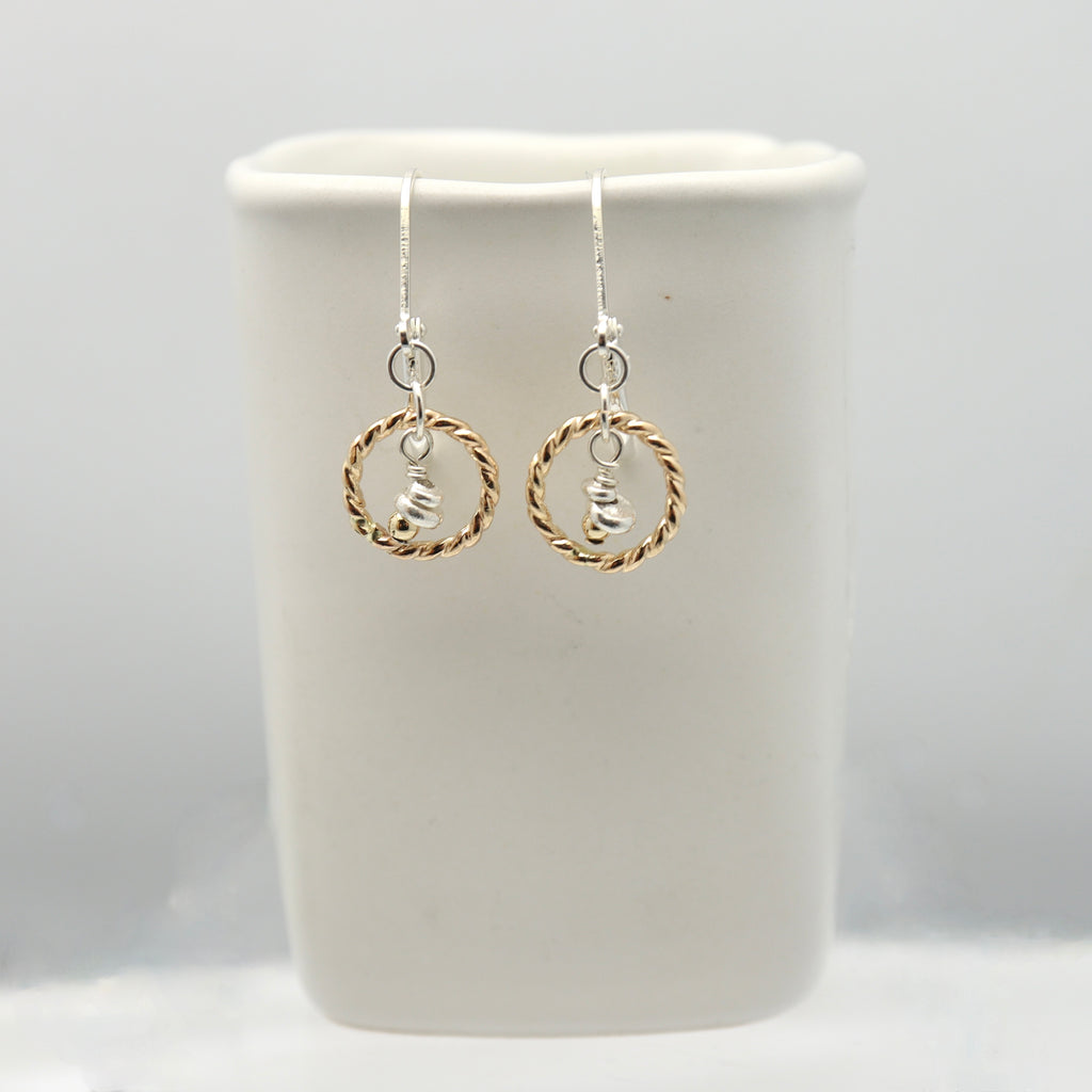 Halo Collection:  Gold Halo & Silver Stack Earrings