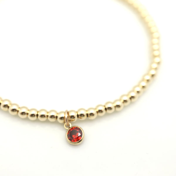 January - Garnet Birthstone GOLD Beaded Bracelets