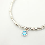 September - Blue Sapphire Birthstone SILVER Beaded Bracelet