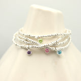 June - Light Amethyst Birthstone SILVER Beaded Bracelet